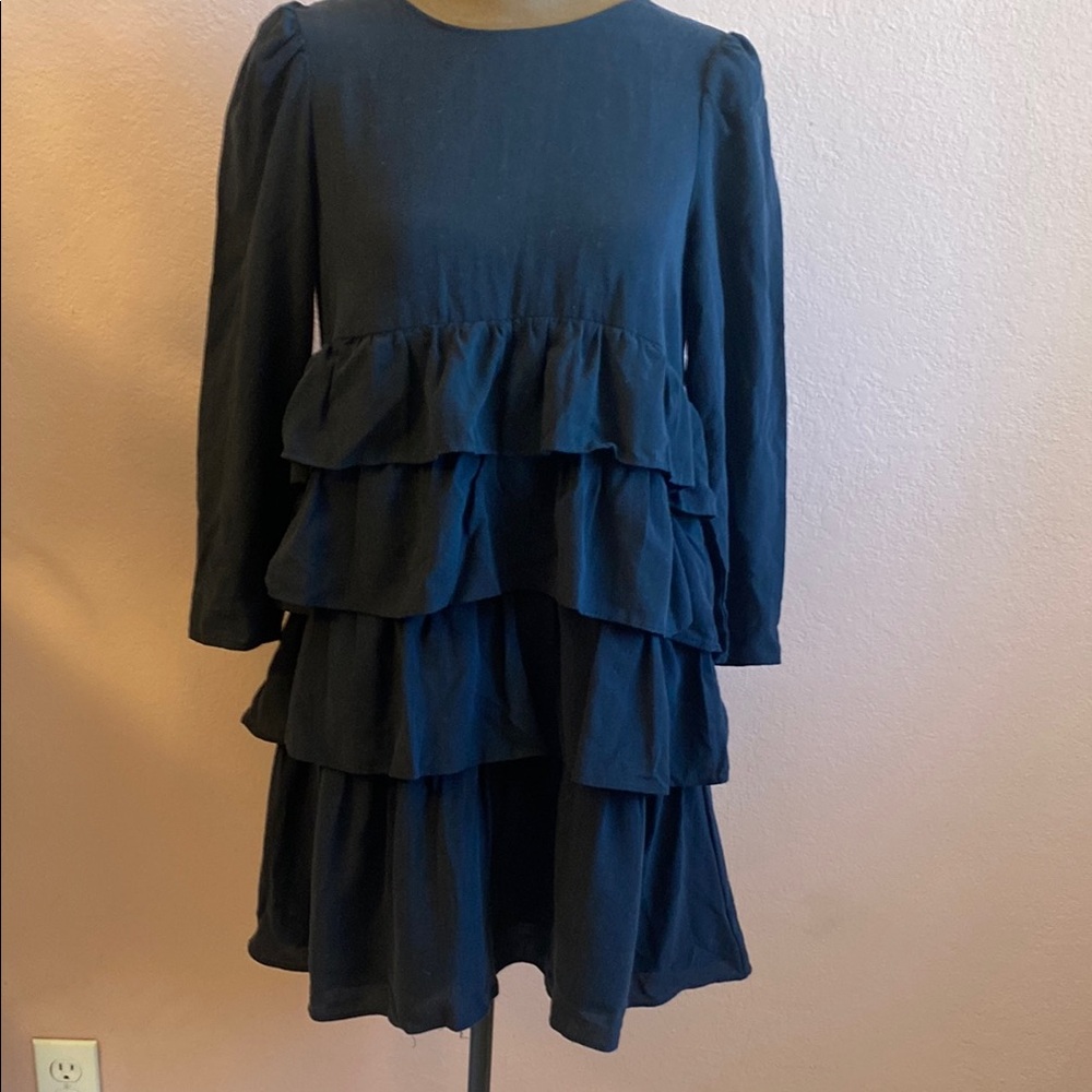 ZARA Black Tiered Ruffle Dress